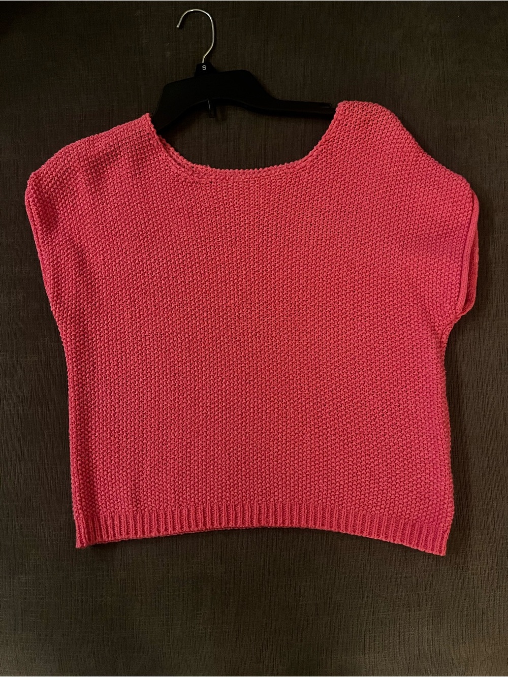 Jessica Simpson Coral Pink Boxy Knit Short-Sleeve Sweater